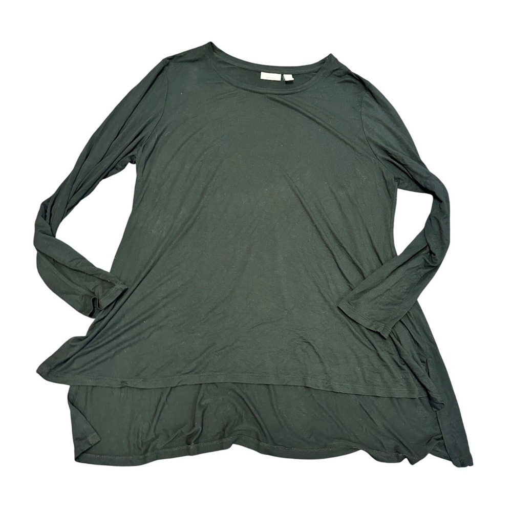 LOGO Women's Black Long Sleeve Layered Hem Tunic Top, Plus Size XL